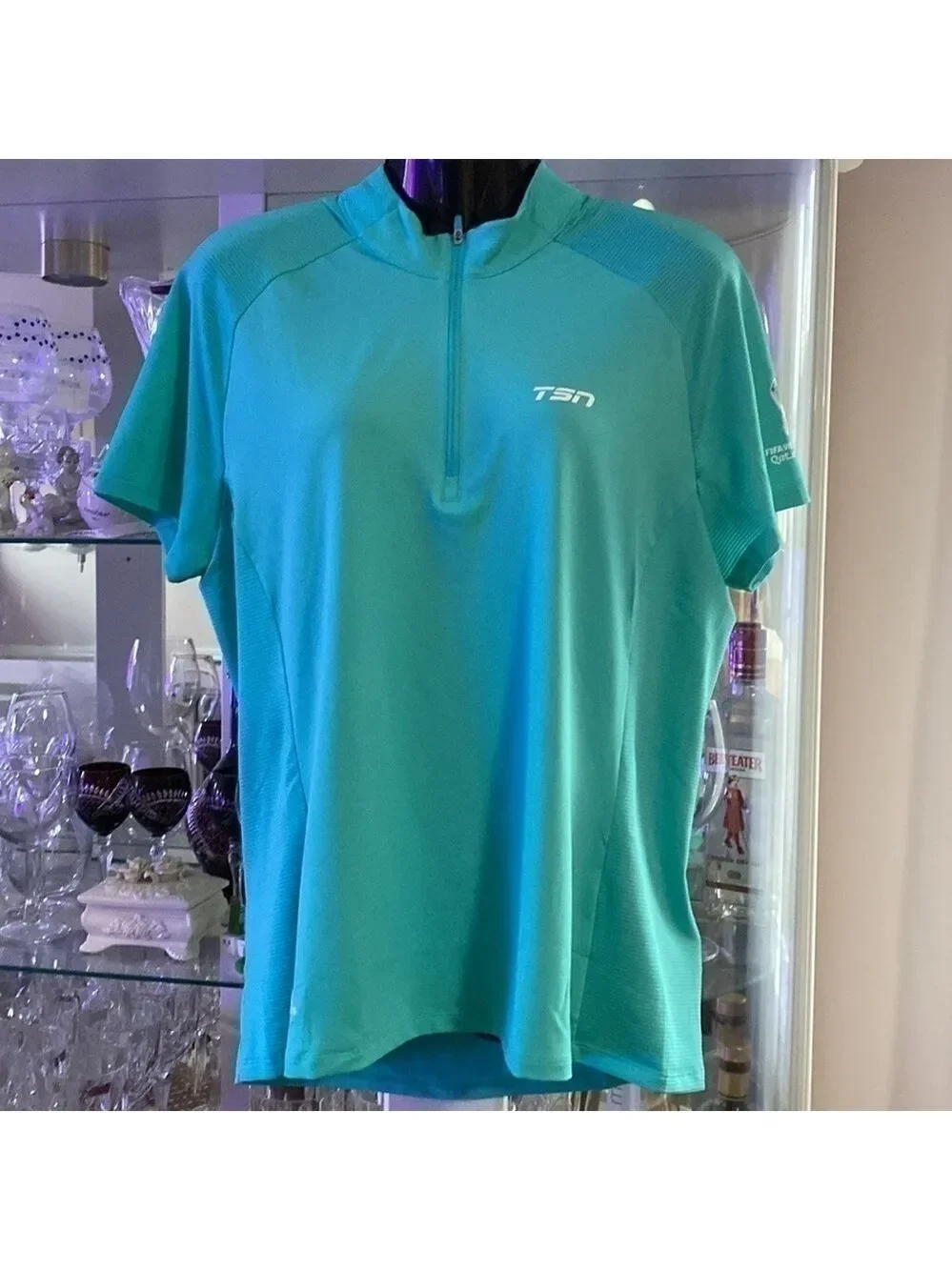 QUARTER-ZIP mock neck polo shirt turquoise FIFA world cup quatar 2022 - Picture 8 of 15